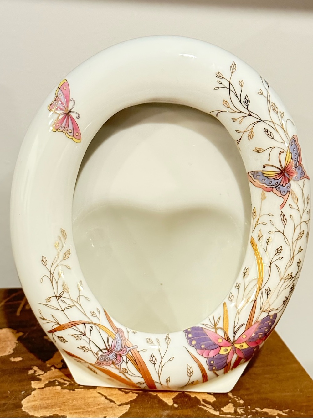 Vintage Hope San Francisco Butterfly Porcelain Frame Cottagecore Floral Whimsy